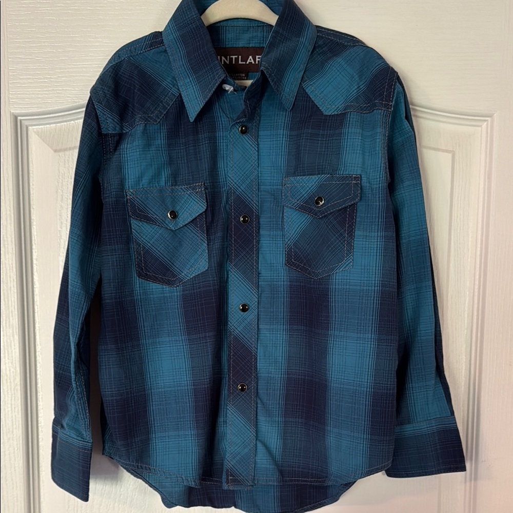 Boys Pintlar Western Plaid Pearl Snap